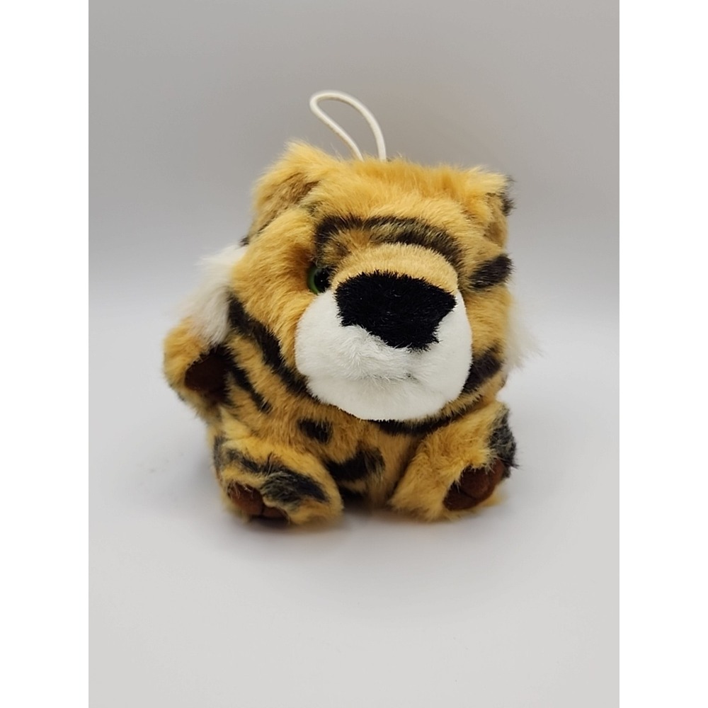 Purr-Fection‎ MJC Cushy Critter Plush Tiger 1988 Vintage Mini Ball Hanging Green
